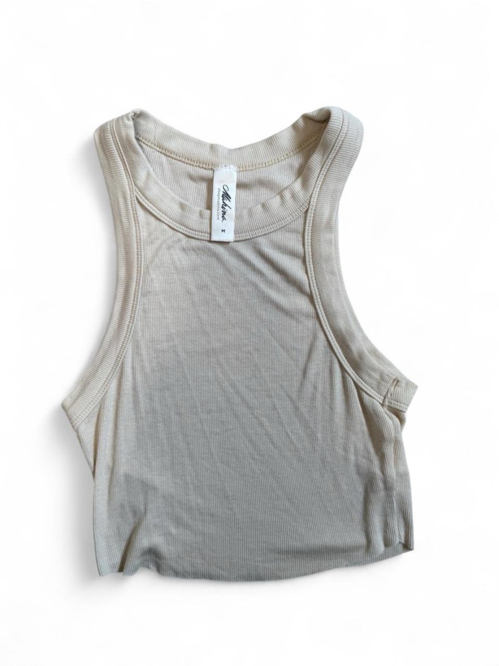 mahina Ribbed Crop Tank Top in Light Beige